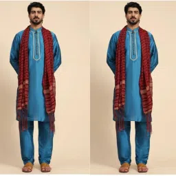 Pure Silk Solid Red Men Dupatta-image-103