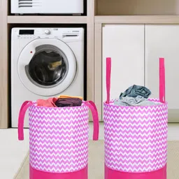 prettykrafts Set of 2 Wave Pink Round Laundry Basket-image-17