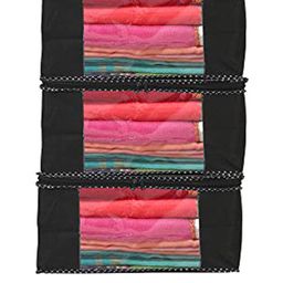 Perpetual Black 3 Pieces Saree Black Organisers With Transparent Window And Zip-11