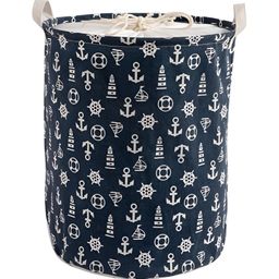 HOKIPO Blue & White Printed Cotton Foldable Laundry Bag 46 L-54