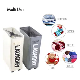 Kuber Industries Grey Waterproof Laundry Basket with Stand-picture-29