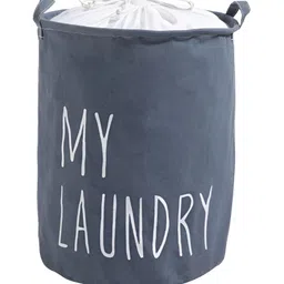 HOKIPO Grey & Black Typography Printed Folding Laundry Bag 44 L-20