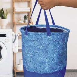 Kuber Industries Blue Printed Waterproof Laundry Bag-48