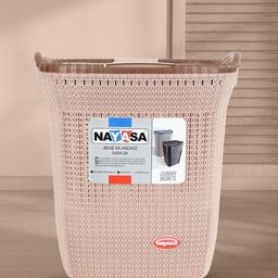 Nayasa Brown Textured Laundry Basket With Lid-58
