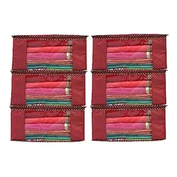 Perpetual Red 6 Pieces Saree Organizer For Wardrobe-16