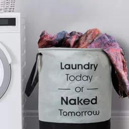 Kuber Industries Grey & Black Printed Foldable Laundry Bag-21