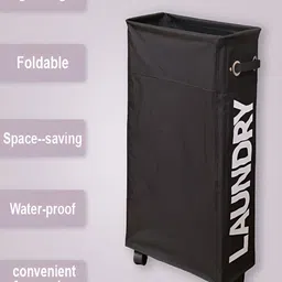 Kuber Industries Black Printed Waterproof Folding Laundry Basket With Stand-38