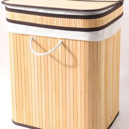 Kuber Industries Brown Bamboo Foldable Laundry Bag With Lid 90L-20