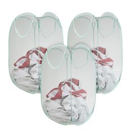 Kuber Industries Green 3-Pieces Foldable Laundry Bags-12