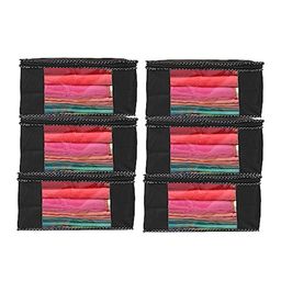 Perpetual Black 6 Pieces Saree Organisers With Transparent Window And Zip-15
