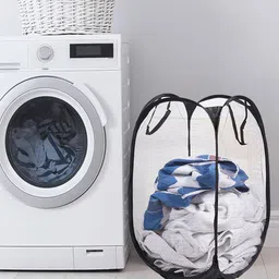 Kuber Industries 2 Pcs Black Foldable Laundry Bags-18