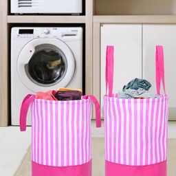 prettykrafts Set of 2 Pink Round Laundry Basket-17