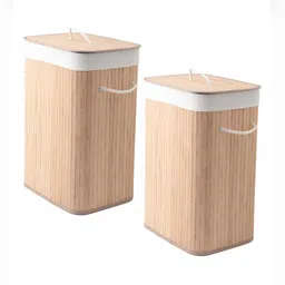 USHA SHRIRAM Brown Foldable Bamboo Laundry Bag-image-11