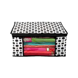Perpetual Black Saree Black & White Organisers With Transparent Window And Zip-55