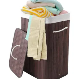 USHA SHRIRAM Brown Striped Foldable Laundry Bag With Lid-46