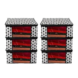 Perpetual Black & White 6 Pieces Saree Organisers With Transparent Window And Zip-13