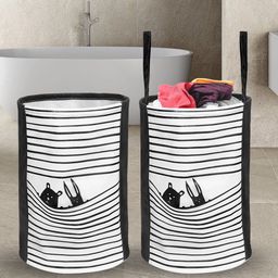 prettykrafts Set of 2 Black & White Foldable Round Laundry Baskets-50