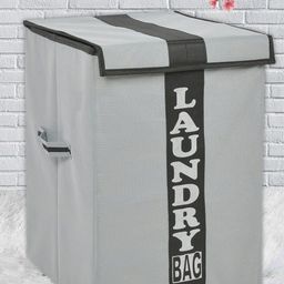 Kuber Industries Grey & Black Printed Laundry Bag-23