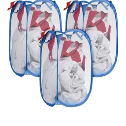 Kuber Industries Blue 3 Pieces Textured Foldable Laundry Bags-image-51