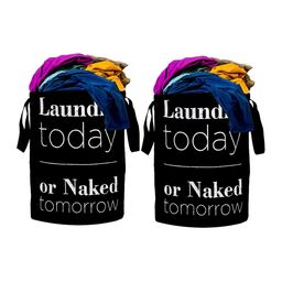 Home Fresh Set Of 2 Black Printed Waterproof Laundry Bag-3