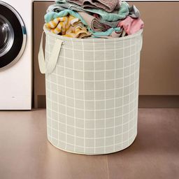 Kuber Industries Grey Checked Cotton Laundry Bag-12