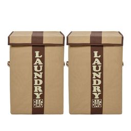 Kuber Industries Set Of 2 Brown & Beige Printed Laundry Bags image 4