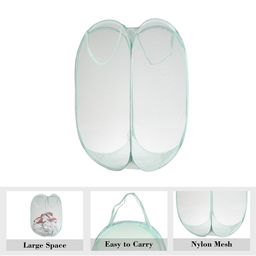 Kuber Industries 2 Pc Light Green Nylon Net  Foldable  Laundry Baskets With Handle image 2