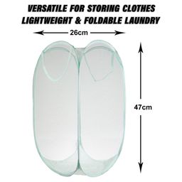 Kuber Industries 2 Pc Light Green Nylon Net  Foldable  Laundry Baskets With Handle image 3