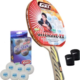 Table Tennis Racquet Set (1 Offensive XX Racquet, 6 Balls, 2 Wrist Band) Multicolor Table Tennis Racquet-image-29