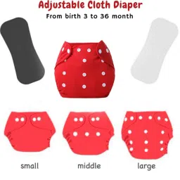 hokista Reusable Cloth Diaper with Black Insert Pad for babies (0 to 36 months) (RED) image 3