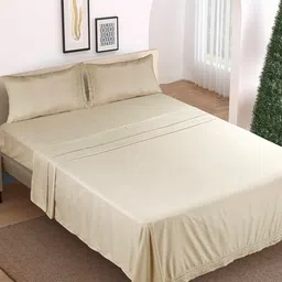 Modern Threads Cream-Coloured Microfiber 300 TC 2 Queen Bedsheet Set-2.28 m x 2.28 m-15