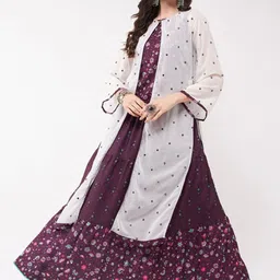 Pannkh Printed TopWith Skirt And Embroidered Shrug Co-Ords Set-picture-20
