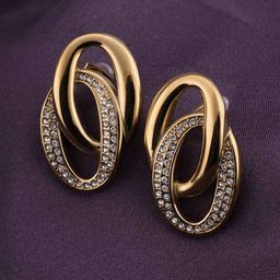 PALMONAS Gold Plated Stainless Steel Cubic Zirconia Studs image 1