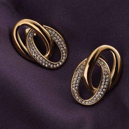 PALMONAS Gold Plated Stainless Steel Cubic Zirconia Studs image 3