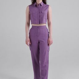 Midsummer Shirt Collar Crop Top With Trouser Co-Ords Set-picture-11