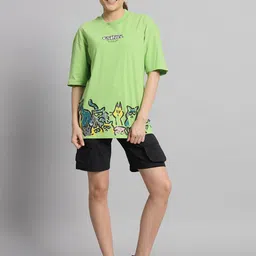 GRIFFEL Oversized Fit Printed Pure Cotton T-Shirt With Shorts-picture-58