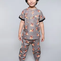 BAESD Boys Conversational Printed Pure Cotton Top & Pyjamas-83