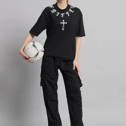 GRIFFEL Printed Pure Cotton Oversized T-Shirt & Trousers-picture-33