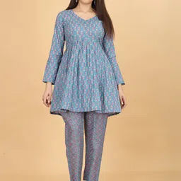 CHANSI Floral Printed A-Line Kurta Set-image-74
