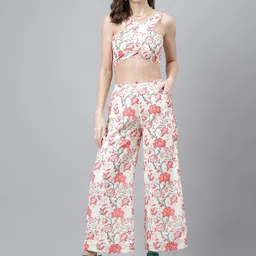 TRYMISFIT Floral Printed Halter Neck Top & Palazzo Co-Ord Set-image-8