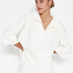 Trendyol Shirt Collar Acrylic Top With Trousers-picture-48