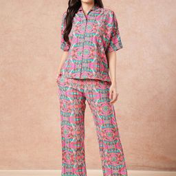 ANWAIND Printed Collar Neck Shirt & Mid-Rise Trouser Co-Ords-picture-52