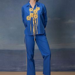 Bannos Swagger Embroidered Pure Cotton Top With Trousers-26