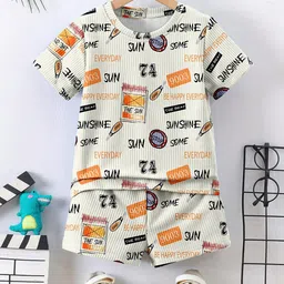 OMPAX Boys Typography Printed T-shirt with Shorts-image-95