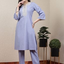 Nayam By Lakshita Ethnic Motifs Yoke Design Regular Thread Work Kurta with Palazzos-image-38