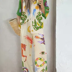 LULU & SKY Conversational Printed Shirt With Trouser-image-38