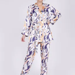 First Resort by Ramola Bachchan Women Camouflage Printed Shawl Neck Shirt & Trouser-picture-53
