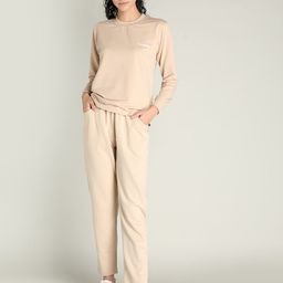 CHKOKKO Women Beige Solid Co-Ords-image-69