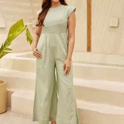 Ambraee Striped Short Sleeves Cotton Basic Jumpsuit-picture-15