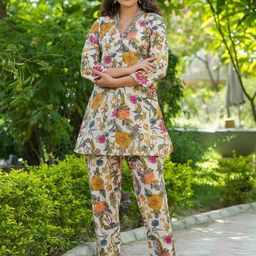 Yufta White & Yellow Printed Shirt With Straight Trouser-image-9